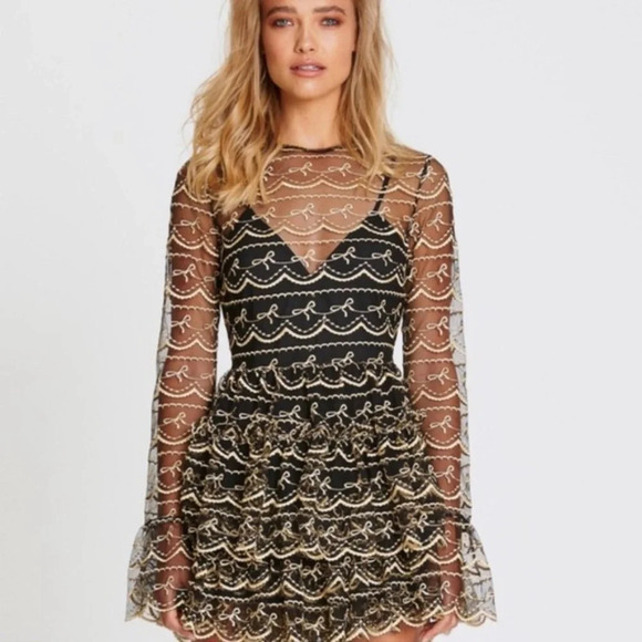 Alice McCall Lace Pattern Mini Dress Size: L - Picture 1 of 7